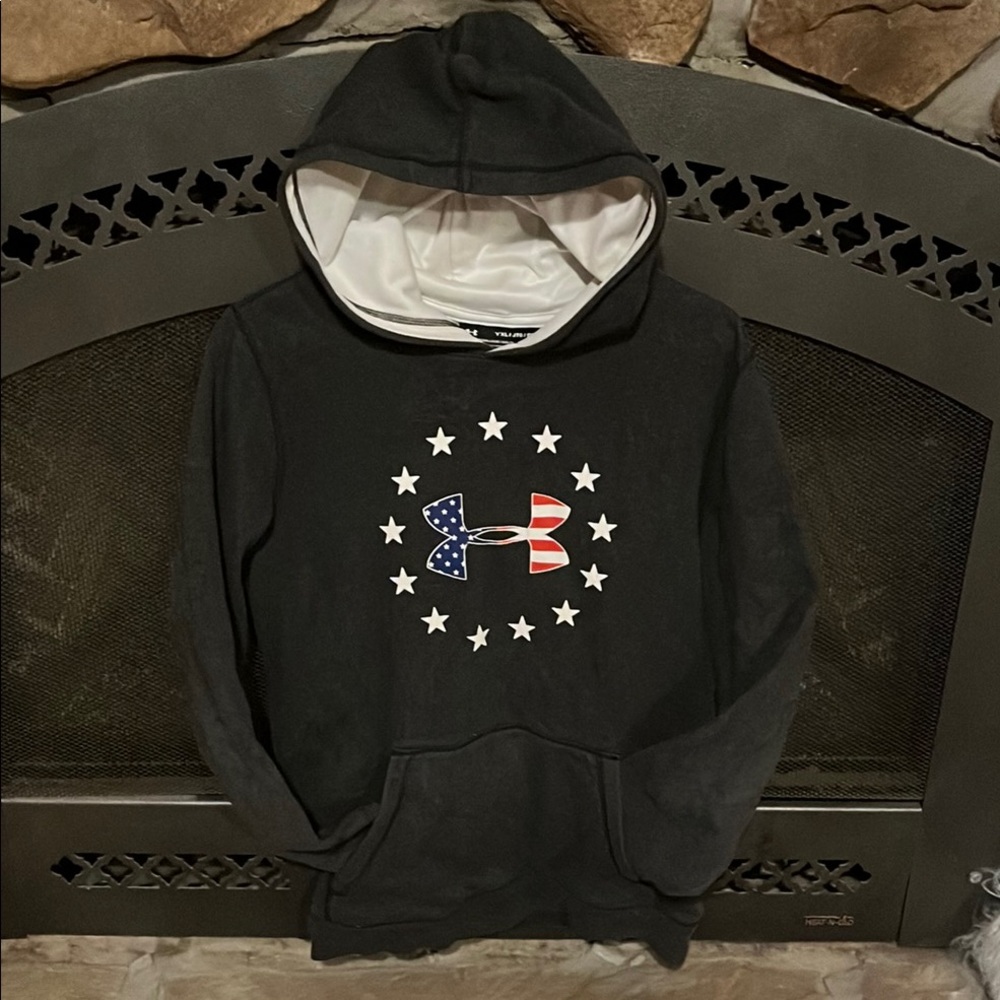 Under Armour Black Hoodie with American Flag Logo